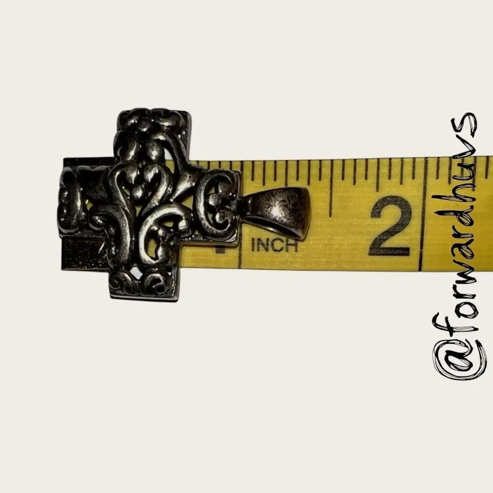Sterling Silver Ornate Cross Pendant – Marked 925 ATI Thailand – 8.63g – Athra T